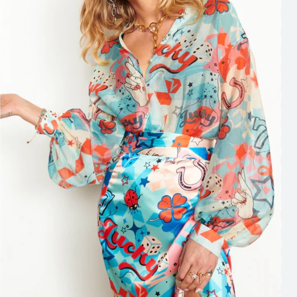 Never Fully Dressed wrap skirt and blouse set US size 8